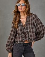 Sharla Plaid Lace Trim Top