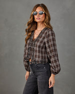 Sharla Plaid Lace Trim Top
