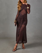 Charmed Dreams Ruched Mesh Maxi Dress
