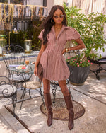Josette Cotton Gingham Bubble Hem Mini Dress