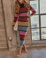 Bold Hues Colorblock Midi Sweater Dress