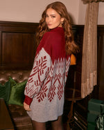 Red Multi % Nelma Abstract Mockneck Sweater Dress-4