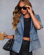 Fall Right In Denim Blazer