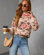 Terracotta Haze Printed Mock Neck Sweater