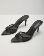 Bobbi Lace Peep Toe Mules