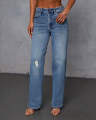 Karie Stretch Distressed Straight Leg Jeans