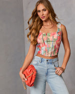 Early Light Floral Mesh Corset Top