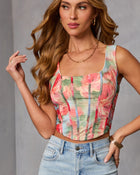 Early Light Floral Mesh Corset Top