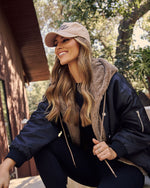 Campus Oversized Faux Fur Lined Bomber Jacket