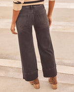 Black Wash % Stylist Stretch Wide Cuffed Jeans-4