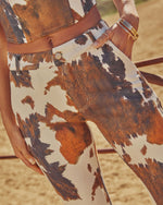 Prairie Rodeo Flare Leg Cow Print Pants