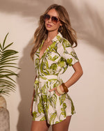 Marina Mood Tropical Print Belted Romper
