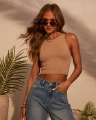 Almond % Kiki Knit Crop Top-1