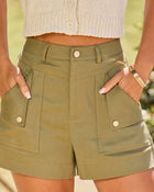 Olive % High Stakes Stretch Denim Shorts-1