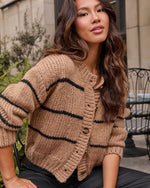 Camel/Black % Clement Button Down Cardigan-1