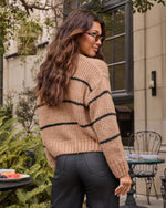 Camel/Black % Clement Button Down Cardigan-4