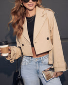 Taupe % Minimal Maven Cropped Belted Jacket-12