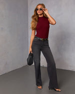 Dark Wine % Lindie Mock Neck Tank-6