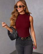 Dark Wine % Lindie Mock Neck Tank-5