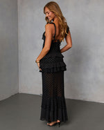 Black % Saylene Tiered Lace Maxi Dress-4