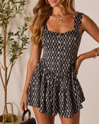 Black % Annalisa Printed Corsetted Romper-1