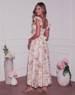 Garden Romance Floral Linen Maxi Dress