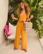 Orange % Leva Pocketed Wide Leg Pants-1