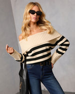 Fireside Favorite Striped Off The Shoulder Sweater