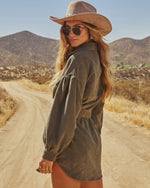 Clover Wood Corduroy Mini Shirt Dress