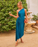 Teal % Modern Day Glam One Shoulder Asymmetrical Maxi Dress-1
