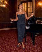 Black % Cheers To You Embellished Mesh Midi Dress-1