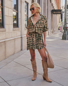 Pine Multi % Queen Retro Floral Printed Shirt Dress-1