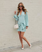 Green % Everyday Romance Striped Wrapped Mini Dress-1