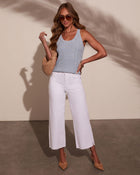 Light Blue % Ever Yours Cable Knit Tank-1