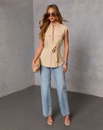 Luccie Waist Tie Zip Up Top
