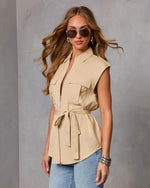 Luccie Waist Tie Zip Up Top