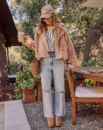 Home Again Faux Fur Doe Print Jacket