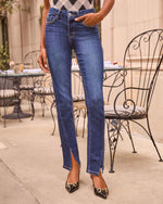 Jennings Super Stretch High Rise Slim Leg Split Hem Jeans