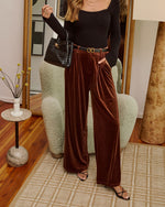 Muted Marrow Pleated Velvet Pants