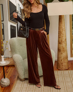 Muted Marrow Pleated Velvet Pants