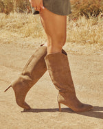 Taupe % Honeyed Haze Suede Knee High Boots-4