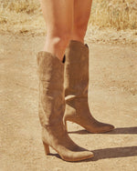 Taupe % Honeyed Haze Suede Knee High Boots-5
