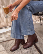 Brown % Chanie Woven Leather Booties-4