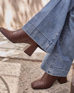 Brown % Chanie Woven Leather Booties-6