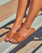 Santorini Sun Faux Leather Tonal Design Sandals