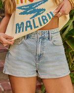 Chiko Frayed Cut Off Denim Shorts
