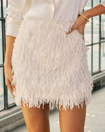Sleigh Ride Shaggy Faux Feather Mini Skirt