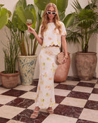 Secret Passage Floral Linen Trumpet Maxi Skirt