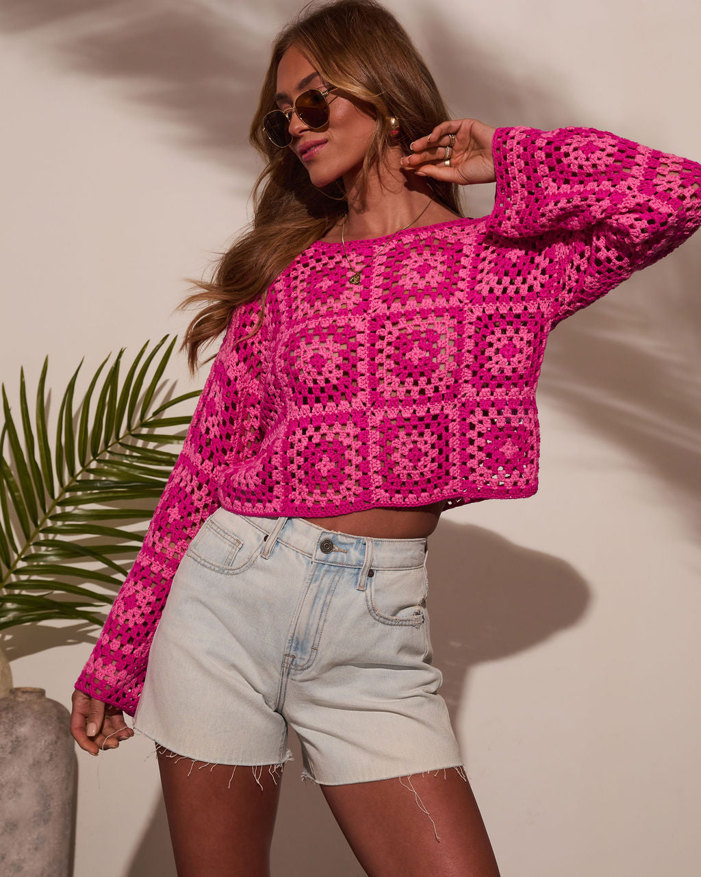 Elisa Knit Crochet Long Sleeve Top – VICI