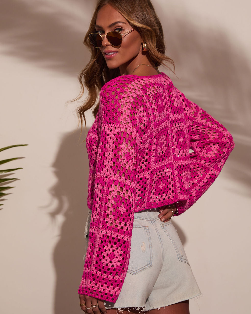Elisa Knit Crochet Long Sleeve Top – VICI